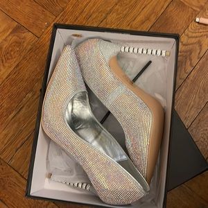 Silver bling high heels.